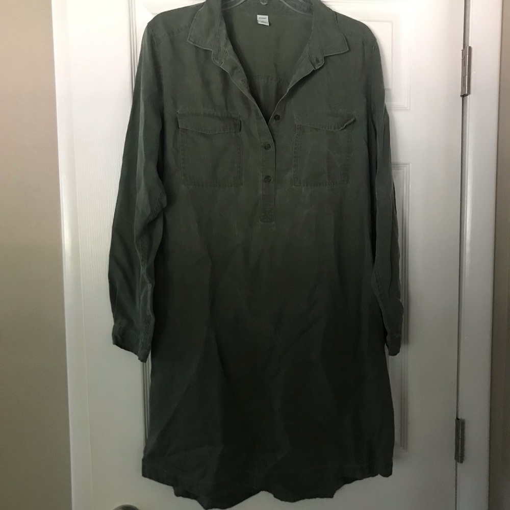 Old Navy Shirt Dress Kaki Green Size L NWOT